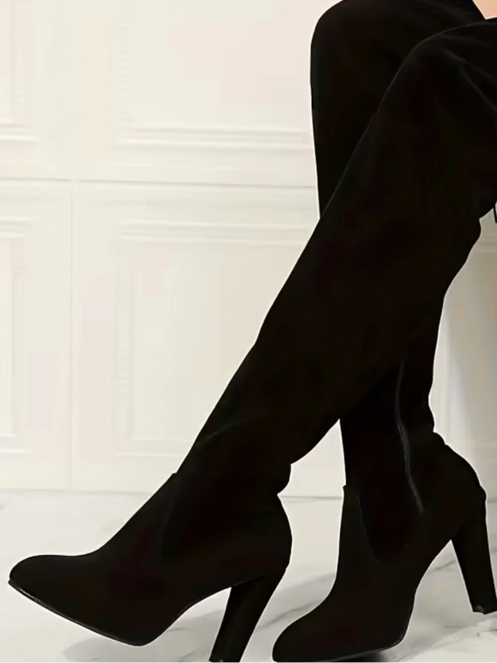 Women’s Black Over-the-Knee Heeled Boots